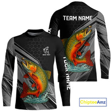 Load image into Gallery viewer, Personalized Black camo Brook Trout Fishing Jersey, Brook Trout Long Sleeve Fishing Tournament Shirts NQS11033