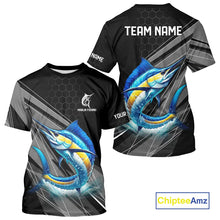 Load image into Gallery viewer, Personalized Black camo Marlin Fishing Jerseys, Marlin Long Sleeve Fishing Tournament Shirts NQS11035