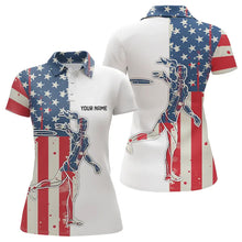 Load image into Gallery viewer, Vintage American Flag Womens Disc golf polo shirts custom patriotic disc golf jerseys NQS9154