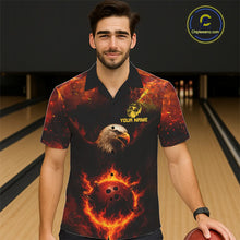 Load image into Gallery viewer, Personalized Flame Eagle Bowling Hawaiian Shirt Custom Team Eagle Bowling Button-up shirt NQS11236