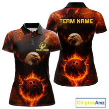 Load image into Gallery viewer, Personalized Flame Eagle Bowling Polo, Quarter Zip Shirts For Women Custom Team Eagle Bowling Jerseys NQS11236