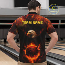 Load image into Gallery viewer, Personalized Flame Eagle Bowling Polo, Quarter Zip Shirts For Men Custom Team Eagle Bowling Jerseys NQS11236
