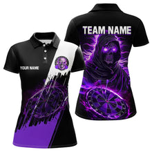 Load image into Gallery viewer, Black and Purple Skull reaper Dart jerseys Polo, 1/4 Zip Shirt for Women Custom Darts Team shirts NQS9509