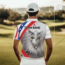 Load image into Gallery viewer, Red, White and Blue US Flag Eagle Golf Polo Shirts For Men Custom Patriotic mens golf shirts NQS11631