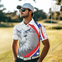 Load image into Gallery viewer, Red, White and Blue US Flag Eagle Golf Polo Shirts For Men Custom Patriotic mens golf shirts NQS11631