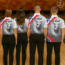 Load image into Gallery viewer, Red, White and Blue US Flag Eagle Bowling Shirts For Men Custom Patriotic Team Bowling Jersey NQS11632