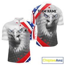 Load image into Gallery viewer, Red, White and Blue US Flag Eagle Bowling Shirts For Men Custom Patriotic Team Bowling Jersey NQS11632