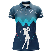 Load image into Gallery viewer, Womens golf polo shirts custom name ladies's golf apparel, gifts for golf lovers | Blue NQS8242