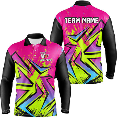 Colorful Bowling Polo, Quarter Zip Shirts For Men Custom Bowling Team Jersey, Gift For Bowlers NQS8921