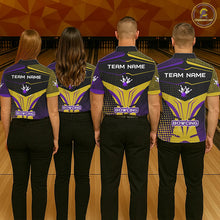 Load image into Gallery viewer, Yellow and Purple pattern Bowling shirts For Women Custom Team Bowling Jerseys, Gift For Bowler NQS11242