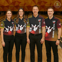Load image into Gallery viewer, Yellow and Red pattern Bowling shirts For Women Custom Team Bowling Jerseys, Gift For Bowler NQS11243