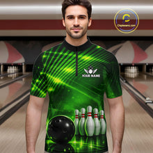 Load image into Gallery viewer, Green Light Bowling Polo, Quarter Zip Shirts For Men Custom Bowling Team Jerseys, Gift For Bowlers NQS11737