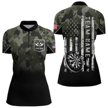 Load image into Gallery viewer, Black Green Camo Women Darts Shirts Custom American Flag patriotic Team Darts Jersey NQS9523
