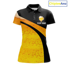 Load image into Gallery viewer, Custom Yellow Funny Beer Golf Polo Shirts For Women, golf outfits for ladies, Personalized golf gifts NQS11647