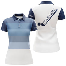 Load image into Gallery viewer, Womens golf polo shirts custom Blue and white team golf attire for women, personalized golf gifts NQS7826