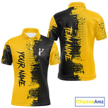 Load image into Gallery viewer, Yellow and Black Bowling Polo, Quarter Zip shirts for Men Custom Bowling Team Jerseys NQS10880