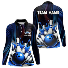 Load image into Gallery viewer, Black and Blue Women's bowling outfits Custom Team ladies bowling Polo, Quarter Zip Shirts NQS9700