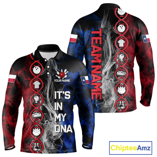 Red, White & Blue Smoke Texas Flag Patriotic Team Bowling Shirt For Men Custom It's in my DNA Shirts NQS11265