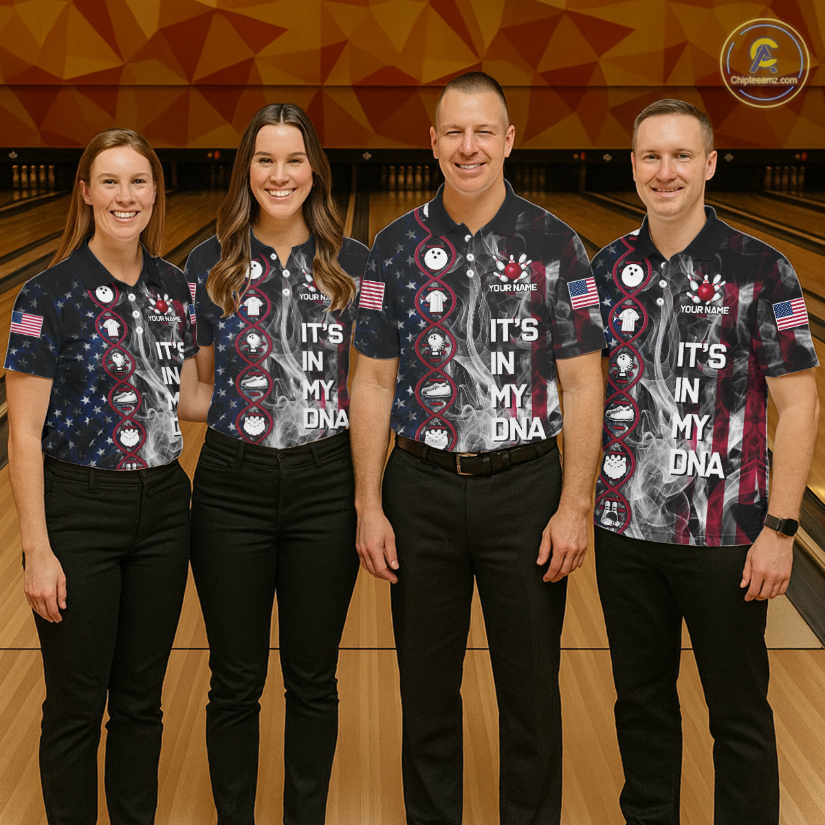 Red, White & Blue Smoke American Flag Patriotic Team Mens Bowling Shirt Custom It's in my DNA Shirts NQS11266