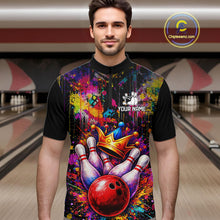 Load image into Gallery viewer, Colorful bowling jerseys Bowling Polo, 1/4 Zip Shirt for Men Custom Bowling Team shirts for bowlers NQS11473