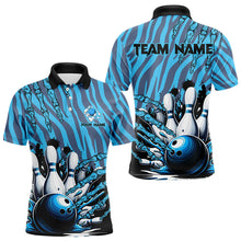 Load image into Gallery viewer, Funny Claw Blue Camo Men's bowling outfits custom bowling polo, Quarter Zip Shirts team jerseys NQS9704