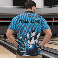 Load image into Gallery viewer, Funny Claw Blue Camo Men's bowling outfits custom bowling polo, Quarter Zip Shirts team jerseys NQS9704