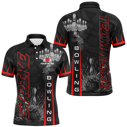 Custom Strike Bowling Shirts For Men, Personalized Bowling Team Jerseys | Red NQS8288