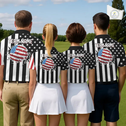 Men's golf polo shirts custom Red, white and black American flag mens golf tops, best golf gifts NQS11486