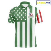Load image into Gallery viewer, Men's golf polo shirts custom Red, white and green American flag mens golf tops, best golf gifts NQS11487