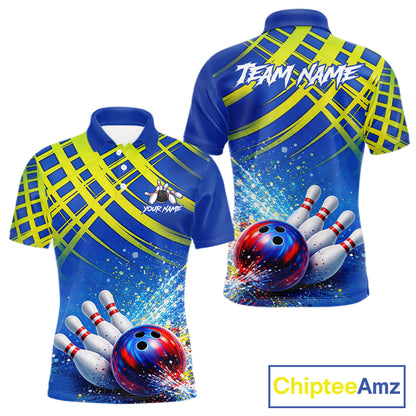 Personalized Blue And Green Bowling shirts for men bowling team league jerseys, bowling gifts for men NQS11494
