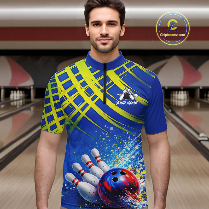 Personalized Blue And Green Bowling shirts for men bowling team league jerseys, bowling gifts for men NQS11494