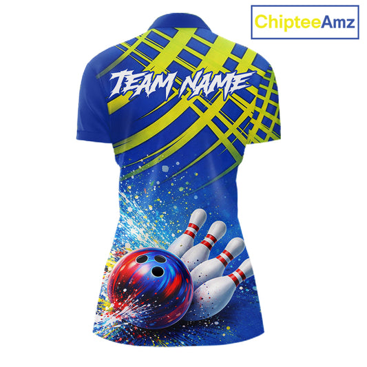 Personalized Blue And Green Bowling shirts for Women team league jerseys, bowling gifts for ladies NQS11494