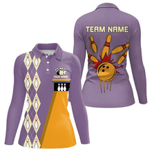 Load image into Gallery viewer, Yellow &amp; Purple Retro Bowling Polo, Quarter Zip shirt for Women Custom vintage team bowling jersey NQS9720