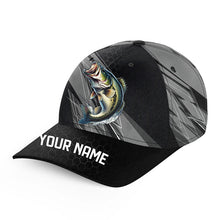 Load image into Gallery viewer, Personalized Black camo Largemouth Bass Fishing Hats, Bass fishing hats for men, women NQS9722