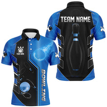 Load image into Gallery viewer, Blue And Black Bowling Shirts For Men custom bowling ball pins Team Bowling Jerseys Bowler Outfits NQS8299