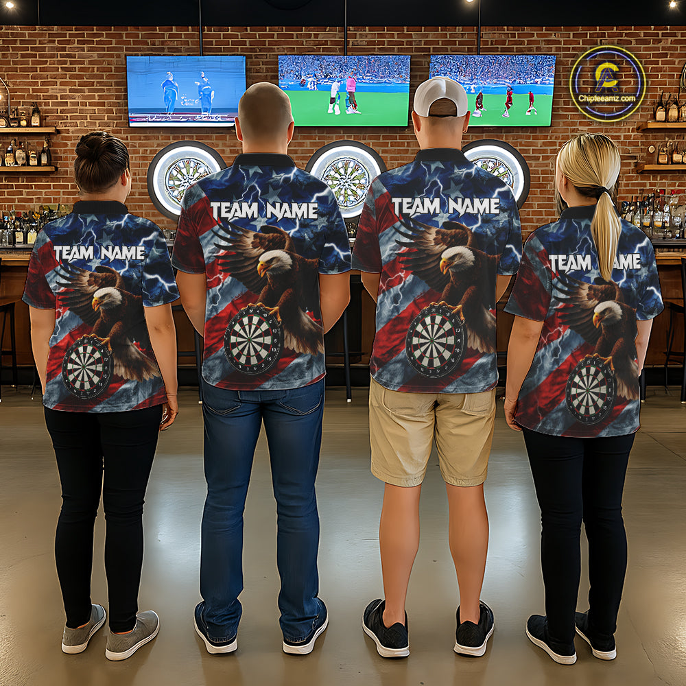 American Flag Eagle Lightning Thunder Dart Shirts For Men Custom Patriotic Dart Team Jerseys NQS11504