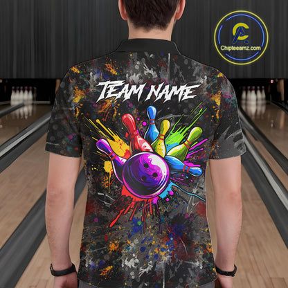Colorful Skull bowling jerseys Bowling Shirts for Men Custom Bowling Team shirts for bowlers NQS11293