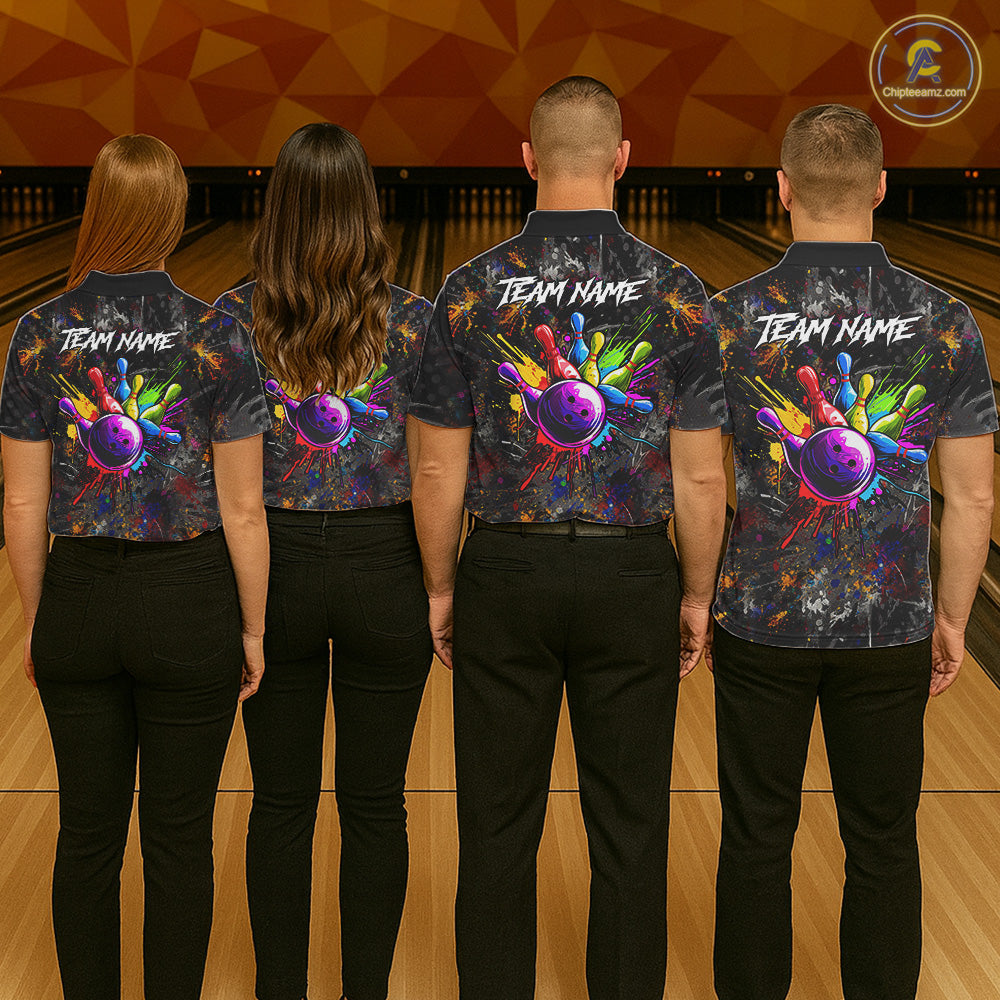 Colorful Skull bowling jerseys Bowling Shirts for Men Custom Bowling Team shirts for bowlers NQS11293