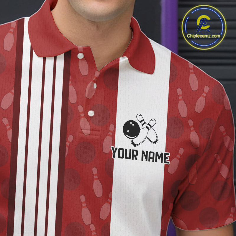 Customized Retro Bowling Team Shirts For Men That's some bowshit Funny Bowling Pattern Jerseys| Red NQS11509