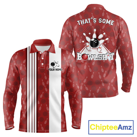 Customized Retro Bowling Team Shirts For Men That's some bowshit Funny Bowling Pattern Jerseys| Red NQS11509