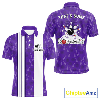 Custom Retro Bowling Team Shirts For Men That's some bowshit Funny Bowling Pattern Jerseys | Purple NQS11510