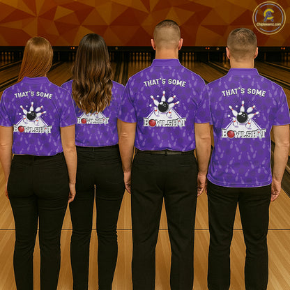 Custom Retro Bowling Team Shirts For Men That's some bowshit Funny Bowling Pattern Jerseys | Purple NQS11510