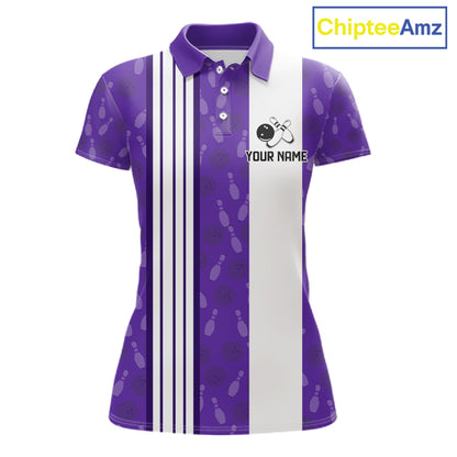 Custom Retro Bowling Team Shirts For Women That's some bowshit Funny Bowling Pattern Jerseys | Purple NQS11510