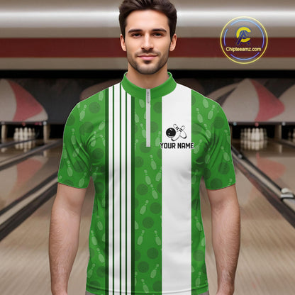 Custom Retro Bowling Team Shirts For Men That's some bowshit Funny Bowling Pattern Jerseys | Green NQS11511
