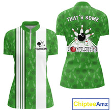 Load image into Gallery viewer, Custom Retro Bowling Team Shirts For Women That's some bowshit Funny Bowling Pattern Jerseys | Green NQS11511