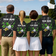Load image into Gallery viewer, Black &amp; Green Shamrock pattern Golf Polo Shirts For Men Custom St Patrick team men's golf clothes NQS11514