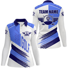 Load image into Gallery viewer, Blue and white golf clubs Women golf polo shirts custom team golf shirts, golf attire for ladies NQS7505