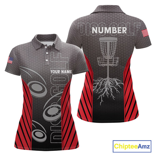 Disc golf t-shirts, polos, hoodies for men, women custom name, number camo disc golf jerseys | Red NQS11304