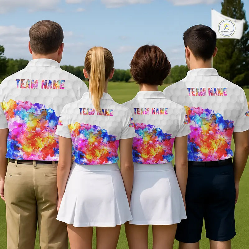 Colorful watercolor Mens Golf polo shirts Custom team golf outfit, Personalized mens golf top NQS11315