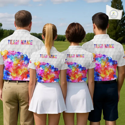 Colorful watercolor Mens Golf polo shirts Custom team golf outfit, Personalized mens golf top NQS11315